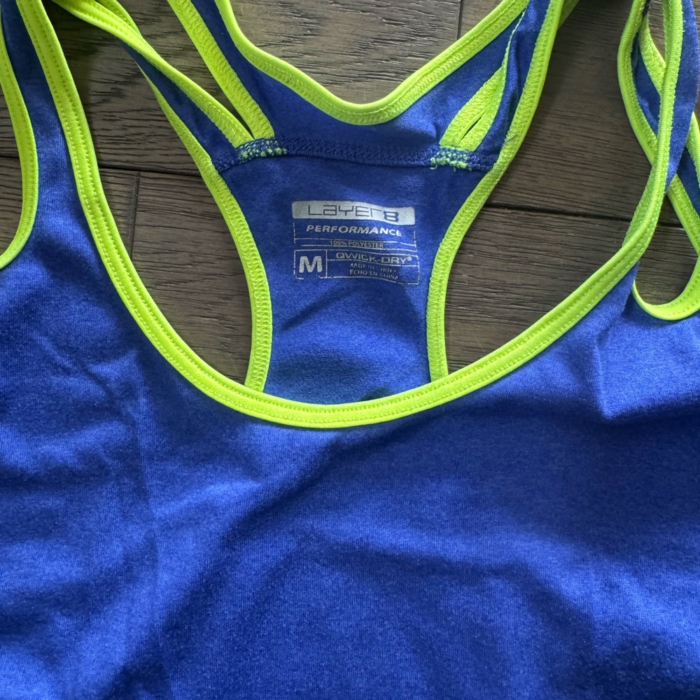 Layer 8 Blue and Green Sleeveless Tank Top - Picture 3 of 3
